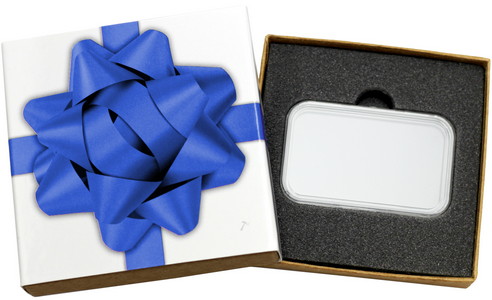 SilverTowne Natural Kraft Paper Gift Box with Blue Bow Box Sleeve & Capsule - Product Packaging [Add $5.00]